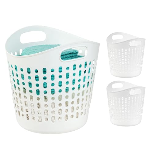 IRIS USA Plastic Laundry Hamper, 40L- 3 PK, Flexible, Ventilation, White - color: White, size: 40L - 3 Pack