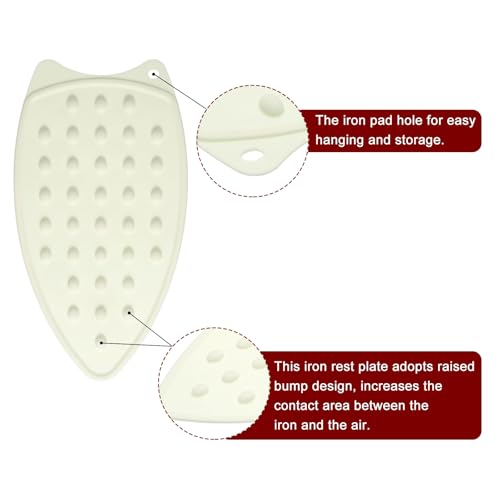 HARFINGTON 2pcs Silicone Iron Rest Pad, Multipurpose Iron Hot Resistant Mat Iron Rest Plate for Ironing Board Hot Heat Resistant Steam Compact Mat, Cream - color: Cream