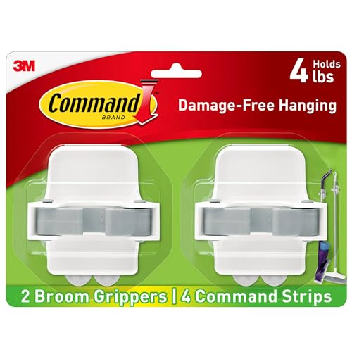 Command Large White Broom Grippers, 2 Broom Grippers, 4 Strips - size: 2 Grippers