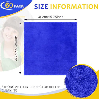 Nuenen Car Microfiber Clean Cloths, Yellow,Gray,Blue, 16 x 16 Inch, 60 Pcs - color: Yellow,gray,blue, size: 16 x 16 inches