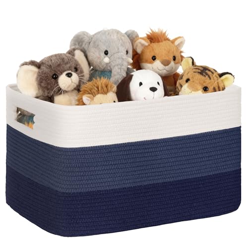 72L Large Woven Laundry Basket Hamper with Handles, Gradient Blue - color: Gradient Blue, size: 72L