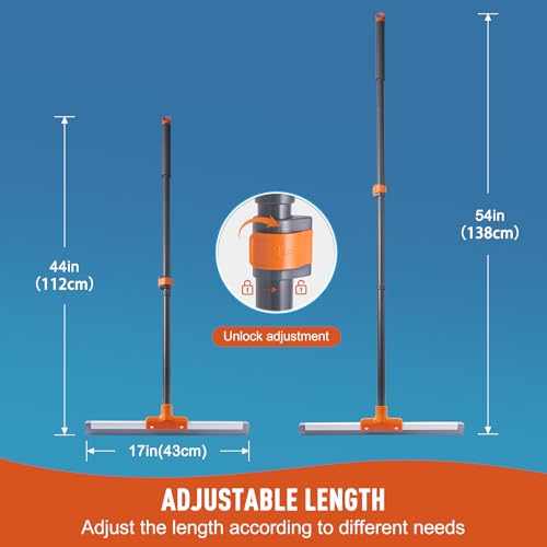 CLEANHOME Rubber Floor Squeegee with Extendable Long Handle