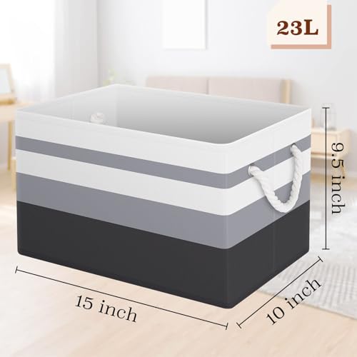 Fab totes Storage Bins 4-Pack, Foldable Storage Baskets for Organizing Toys, Books, Shelves, Closet, Large Storage Box with Rope Handles, Sturdy Organizer Bins,Gradient Grey - color: Gradient Grey, size: 4pack