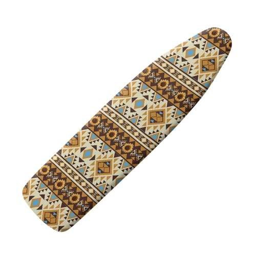 Aztec Print Iron Cover for Ironing Board Standard Size 15x54 Inch Ironing Board Covers Non Stick Stain and Scorch Resistant - color: Brown - Aztec