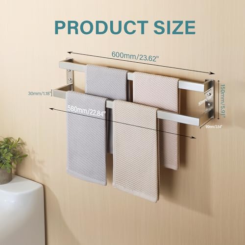 Alise Double Towel Bar, 24" Double Towel Racks for Bathroom, Brushed Nickel - color: Brushed Nickel, size: 24-inch