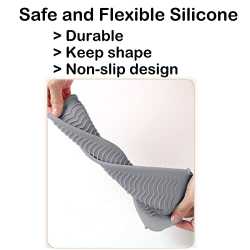 2 Heat Resistant Silicone Mat with Hanging Hole, Straightener Heat Resistant Travel Mat & Pouch for Curling Iron, Flat Iron and Other Hot Hair Styling Tools, 11 x 5 in, Gray - color: Gray, size: 2 Pack
