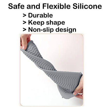2 Heat Resistant Silicone Mat with Hanging Hole, Straightener Heat Resistant Travel Mat & Pouch for Curling Iron, Flat Iron and Other Hot Hair Styling Tools, 11 x 5 in, Gray - color: Gray, size: 2 Pack