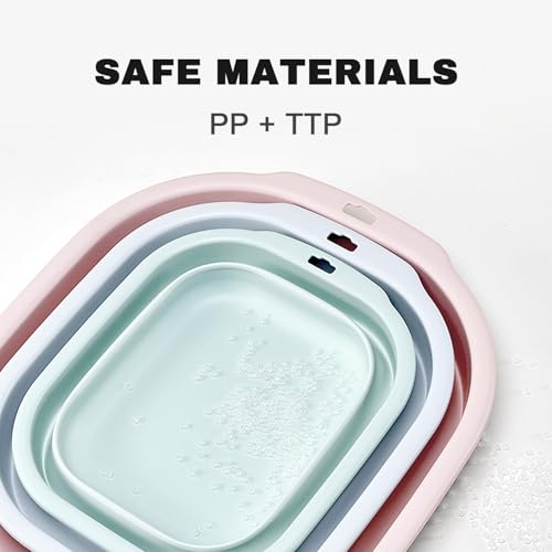 Collapsible Wash Basin Set of 3, Foldable Large Medium Small Wash Basins, Portable Plastic Basins for Laundry, Bottles, Travel, Camping (Green) - color: Green