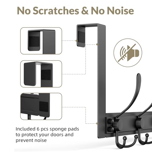 Heavy Duty Over The Door Towel Rack for Bathroom, Black Door Towel Hanger - color: Black