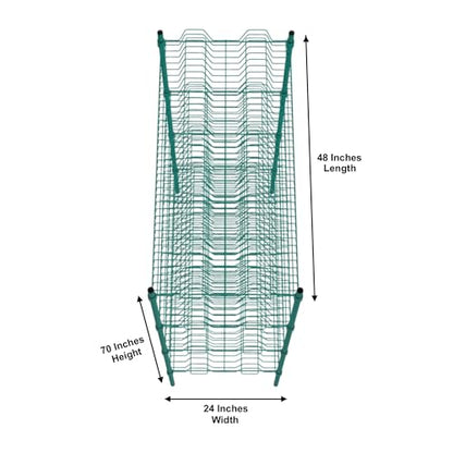 PRO&Family Green Epoxy 4-Tier Commercial Drying Rack with Casters – Heavy Duty Wire Shelving for Dish Drying, Kitchen Storage & Food Service Use (24" x 48" Stationary, 1 1/4" Slots) - size: 24" x 48" Stationary
