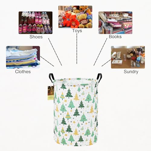 Round Collapsible Fabric Storage Basket,Laundry Hamper, Christmas tree - color: Round-Christmas tree