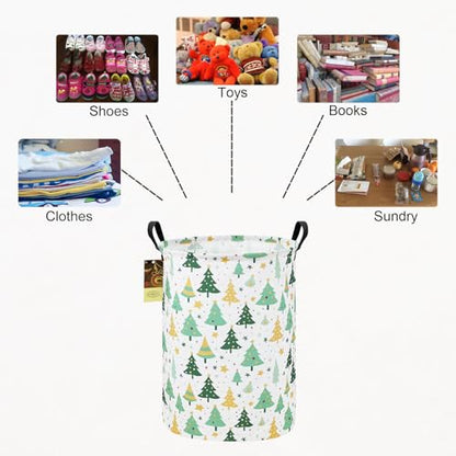 Round Collapsible Fabric Storage Basket,Laundry Hamper, Christmas tree - color: Round-Christmas tree