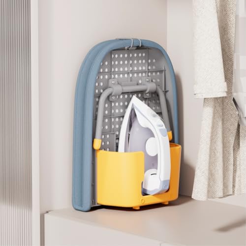 Tabletop Ironing Board with Iron Holder and Silicone Iron Rest Pad, Small Portable Ironing Board for Small Spaces - color: Blue