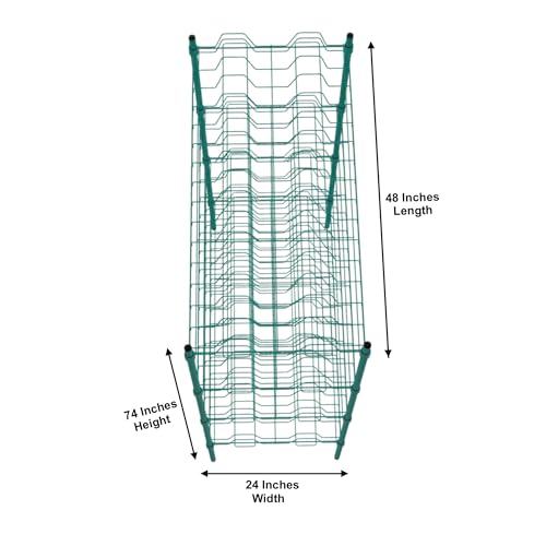 PRO&Family 24" x 48" Stationary Green Epoxy 4-Tier Commercial Drying Rack with Casters – Heavy Duty Wire Shelving for Dish Drying, Kitchen Storage & Food Service Use (3" Slots) - size: 24" x 48" Stationary