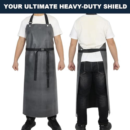 Thick Rubber Apron, Waterproof Apron Butcher Heavy Duty Chemical Resistant Adjustable Work Apron - color: Black&red(2 Pack)