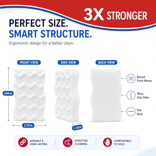 3X Density Magic Sponge Eraser, 20 Pack Cleaning Sponge for Kitchen & Bath - size: 20PCS