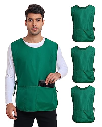 Xeoxarel Unisex Cobbler Apron with 3 Deep Pockets, Smock Vest Apron - color: 3 Pack - Green