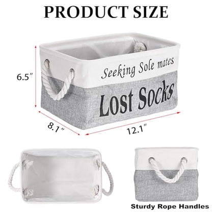 Lost Socks Basket for Laundry Room, Fabric Missing Sock Holder, Gray - color: Grey