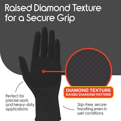 Inspire 6 or 8 Mil HEAVY DUTY Stretch Nitrile Black Gloves Disposable Latex Free - color: Black 8 Mil, size: X-Large