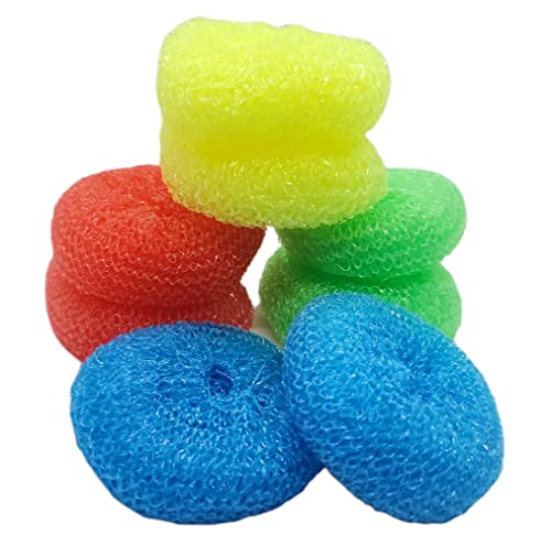 Handy Housewares Durable Non-Scratch Nylon Scouring Pads | Round All-Surface Cleaning Pads | Multi-Use Kitchen Scrubbers | Safe for Non-Stick Cookware | 8-Pack Random Colors - size: 8 Pad Pack