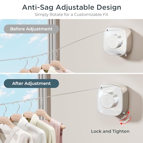FORIOUS 13.8 Ft Retractable Clothesline, Non-Sagging (Chrome) - color: Chrome