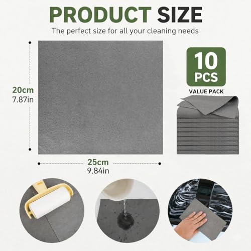 10 Pcs Magic Cleaning Cloth,7.87x9.8inch Thickened Magic Cleaning Cloth,Reusable Microfiber Rag Cloth for Car, Window, Mirror Etc Multipurpose
