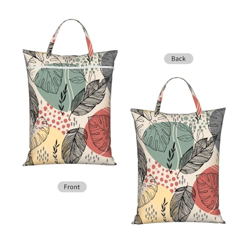 "cute funny tropical leaves colorful leaf 2-Pack Travel Laundry Bags for Dirty Clothes- Large Waterproof Laundry Tote, Wet & Dry Use, Reusable Foldable Carry Handles for Vacation, Gym & Dorm" - color: Cute Funny Tropical Leaves Colorful Leaf