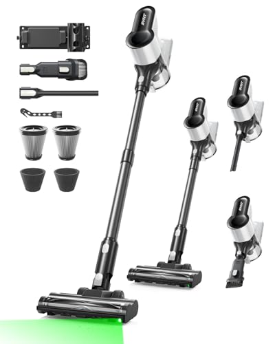 Cordless Vacuum Cleaner, 500W 45KPA 50Mins Stick Vacuum Cleaners for Home - color: White