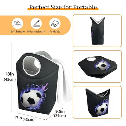 47L Collapsible Laundry Basket Small, 18x17x9.5 Laundry Tote - color: Football-1, size: 17"L x 9.5"W x 18"H