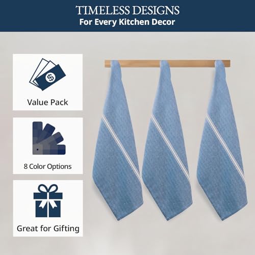 LANE LINEN Absorbent Kitchen Towels 100% Cotton Lint-Free 12 Pack - color: 07: Indigo, size: 12 Pack