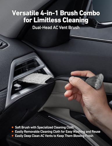 AstroAI 8pcs Windshield Cleaner Tool & Car Interior Detailing Kit - style: with 4 Detailing Brushes