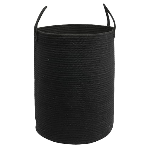 Woven Cotton Rope Laundry Basket Hamper 16" x 22" Large Black - color: black, size: Large
