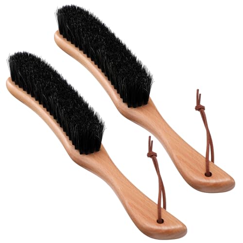 Bokon 2 Pcs Lint Brushes for Clothes with Boar Bristle Beech Wood Handle - color: Black