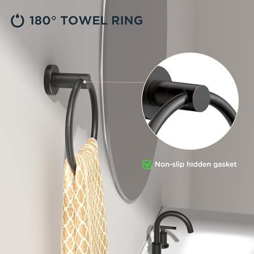 FORIOUS Towel Ring, SUS304 Hand Towel Holder for Bathroom,Oil Rubbed Bronze - color: Oil Rubbed Bronze