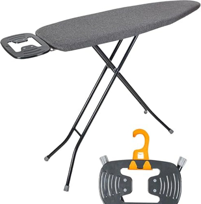 Ironing Board with Iron Rest, Iron Board with 3 Layers Extra Thick Cover, Compact and Space Saver Foldable Ironing Board, Adjustable Height, Easy Storage with Smart Hanger and Lightweight Design - color: Dark Gray, size: 13"x43"