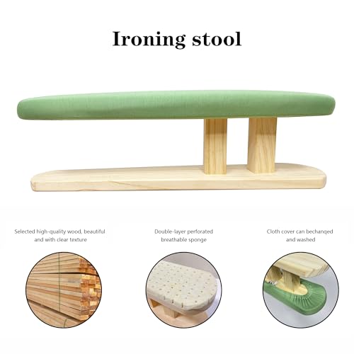 Padded Pants & Sleeve Ironing Boards with Thick Soft Cotton Padding, Double Side Wooden Tailor’s Sleeve Ironing Stool with Removable Cotton Cover, Green - color: Green