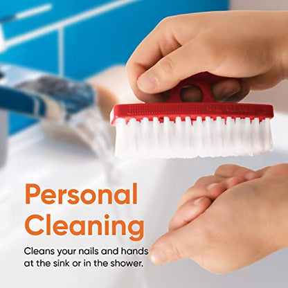 Superio Nail Brush Cleaner with Handle - Durable Brush Scrubber To Clean Toes, Fingernails, Hand Scrubber All Surface Cleaning, Red Heavy Duty Scrub Brush Stiff Bristles, Easy To Hold - color: Red, size: 1 Pack