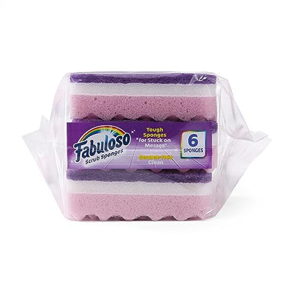 Fabuloso Scratch-Free Kitchen Dish Sponges, Purple, 6 Count, 2-Pack - color: Purple, size: 6 Count (Pack of 2)