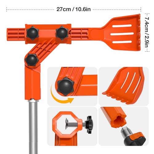 Gutter Cleaning Tools from The Ground, Multi-Angle Cleaner, Scoop & Brush & Mini Rake for rain Guard Cleaning and Leaf Removal from Gutter Guard(No Pole) - color: Orange+Black