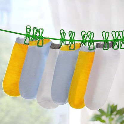 ALINNA Retractable Portable Clothesline, Travel Clothesline with 12 Clothespins for Indoor Laundry Drying, Outdoor Camping Accessories (Green) - style: Green