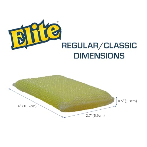 Elite All Purpose Cleaning Pad, 6 Pads (Individually Boxed), Non Scratch, Dish Sponge, Scrubber, Sponges for Kitchen and Household Use, Made in USA