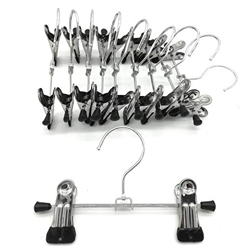 EAVOQLB A Pack of 10 Portable Travel Clips Hangers Chrome Finished Adjustable Clips Boots Hangers Ultra Thin Space Saving Boots Socks Bags Hanging Clips Boot Storage