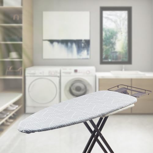 Seiritex Wide Ironing Board Cover with Padding 18 x 49 inch Heat Reflective with Hook and Loop Fasteners, Thick Padding with Elasticized Edges, 3 Layers Iron Board Cover (Gray Cube) - color: Gray Cube, size: 18x49