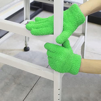 Evridwear Microfiber Plant Dusting Gloves Reusable Leaf Cleaning Glove for Houseplants,Blinds,Furniture and Small Objects - color: Green 1 Pair, size: Large/X-Large (Pack of 1)