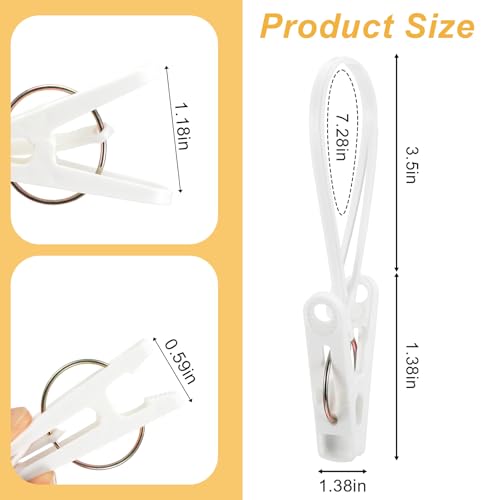 120 Pack Multi-Purpose Laundry Hooks Hanging Clips Bulk with Plastic Rope Hanger Clips for Baby Clothes Closet Organizer for Pants Hat Sock Boot Bra Towel Bathroom Wardrobe Kitchen White
