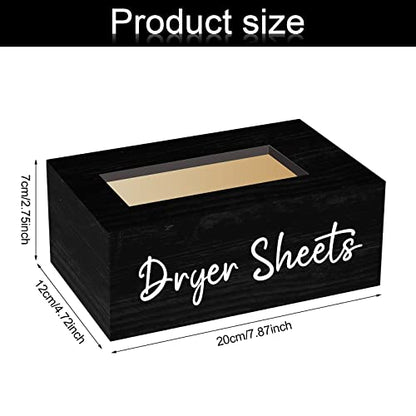 Blulu Dryer Sheet Holder for Laundry Room Wooden Dryer Sheet Container Sheets Dispenser Box Wooden Container Modern for Organizing Fabric Laundry Pods, 7.87 x 4.72 x 2.75 Inches(Black) - color: Black