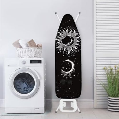 Flashideas Gothic Sun Moon Ironing Board Cover with Elastic Edge Non Stick Scorch Stain Resistant Cover Heavy Duty Iron Pad Covers Standard Boards with Hook and Loop Fastener Strap - color: Gothic Sun Moon 1