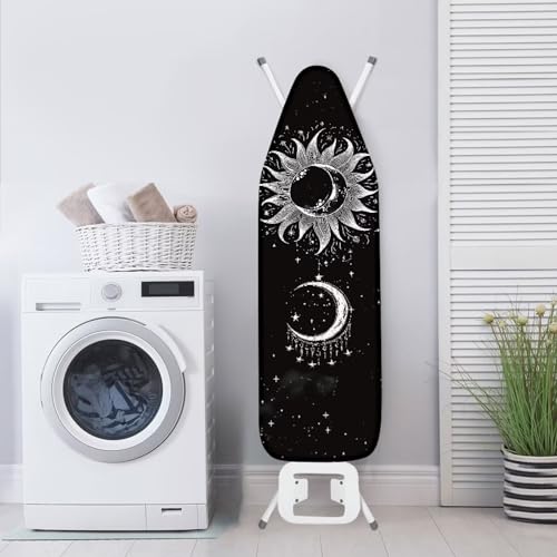 Flashideas Gothic Sun Moon Ironing Board Cover with Elastic Edge Non Stick Scorch Stain Resistant Cover Heavy Duty Iron Pad Covers Standard Boards with Hook and Loop Fastener Strap - color: Gothic Sun Moon 1