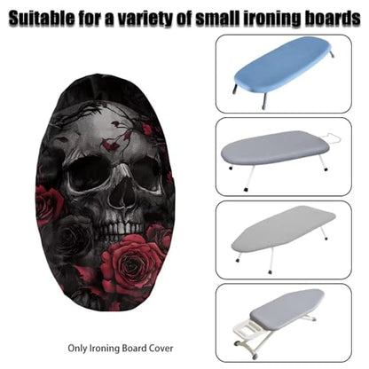 Skull Red Rose Pattern Ironing Board Cover - Anti Slip, Elastic Edge Stain Resistant Ironing Pad Cover, Tabletop Ironing Board Cover Only 14"x24" - color: Skull Red Rose Pattern