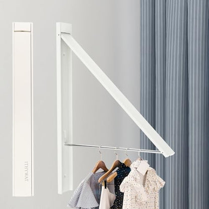 Ithywat Retractable Clothes Drying Rack,Space Saver Wall Mounted Folding Hanger for Laundry Room,Closet Storage Organization,Easy Installation Aluminum Dryer White
